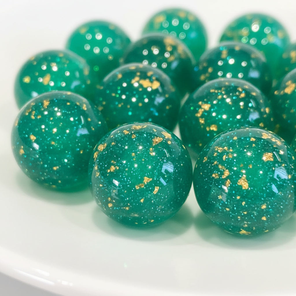 Resin 16mm beads with gold flecks