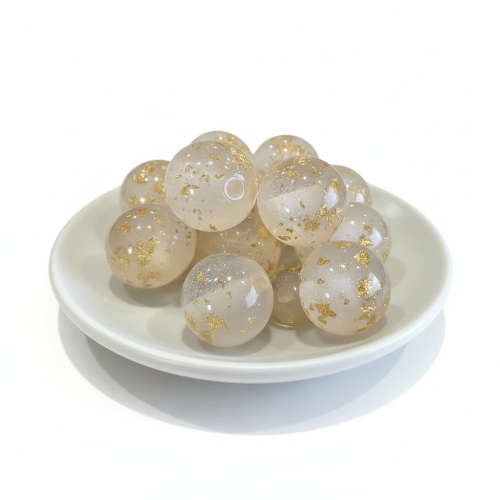 Resin 16mm beads with gold flecks