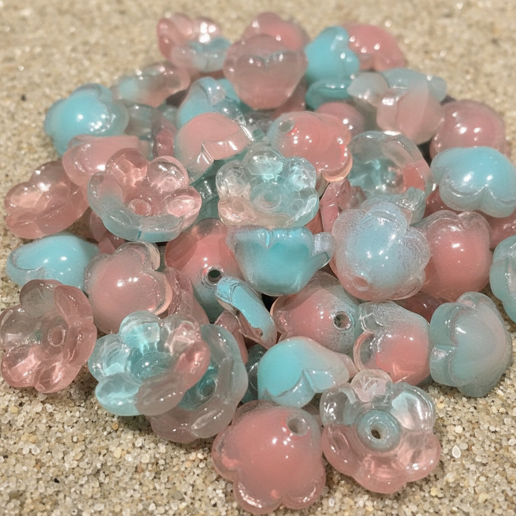Glass bell flower beads assorted colours for DIY crafts | Beadtacular