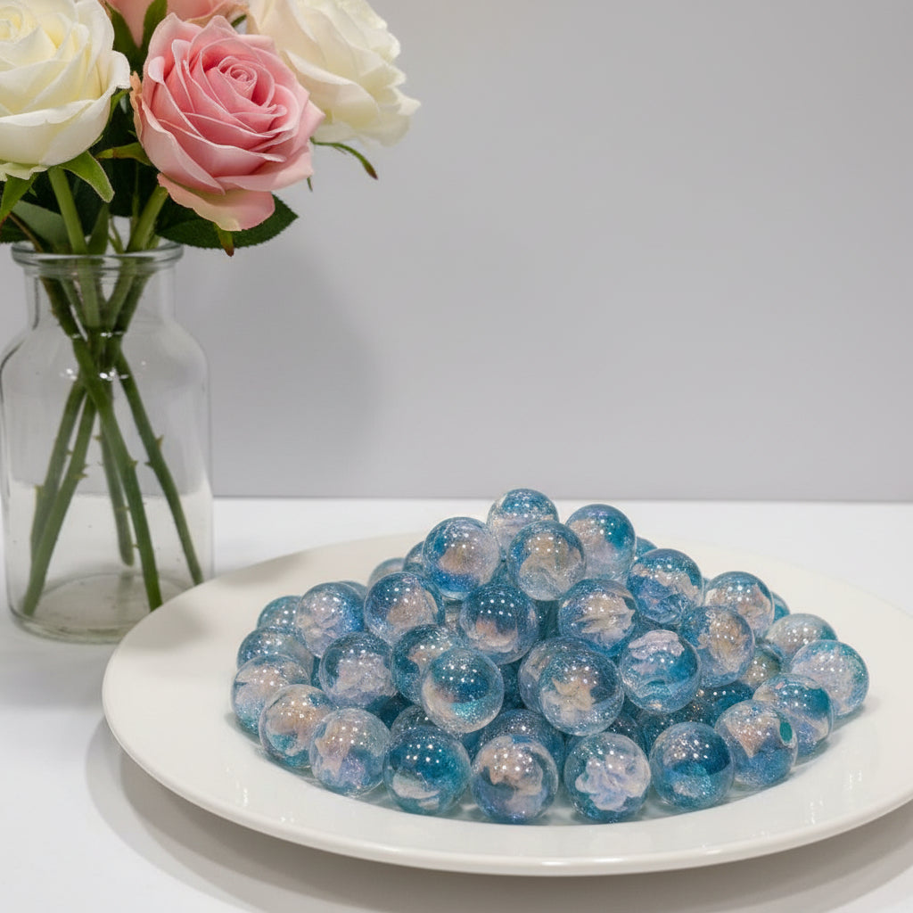 Resin flower 16mm beads - set of 5