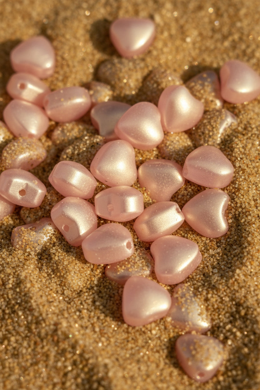 8mm Glass Heart beads - 25g for £1.40