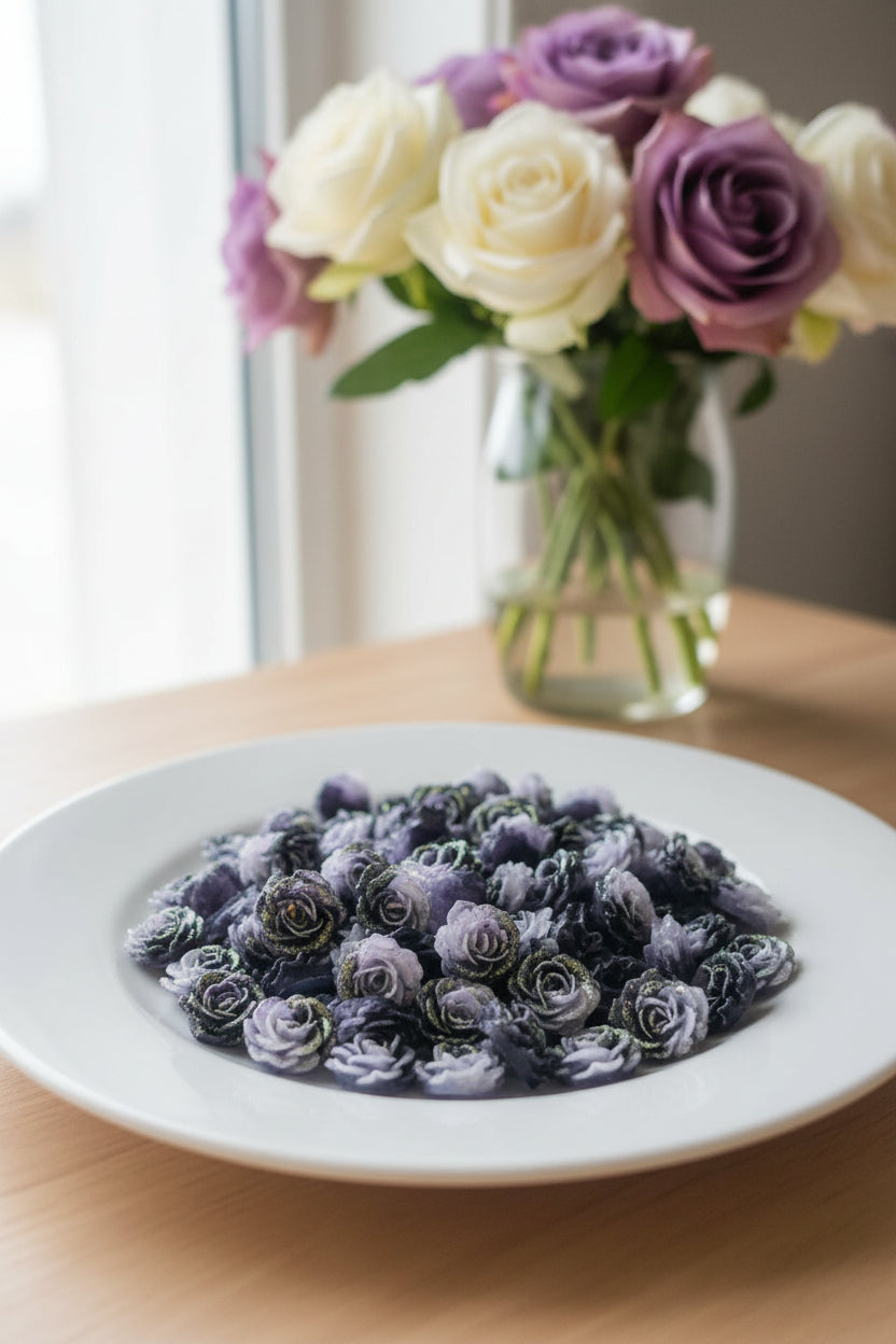 8mm soft black/white flowers