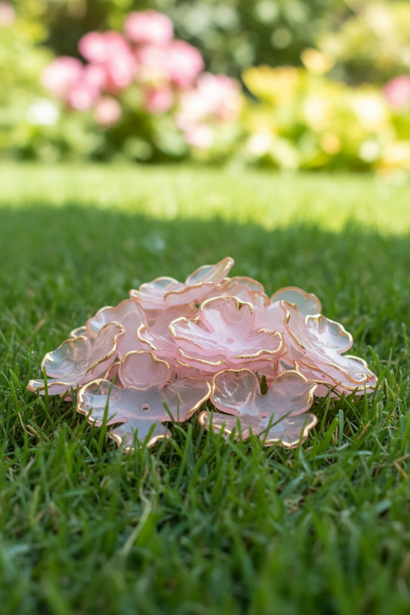 Acrylic flowers with gold trim 20g
