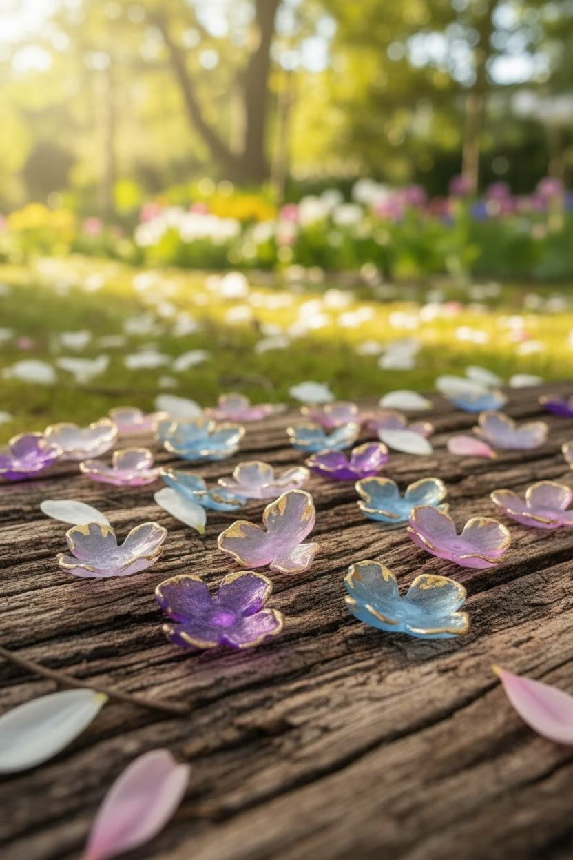 Acrylic flowers with gold trim 20g
