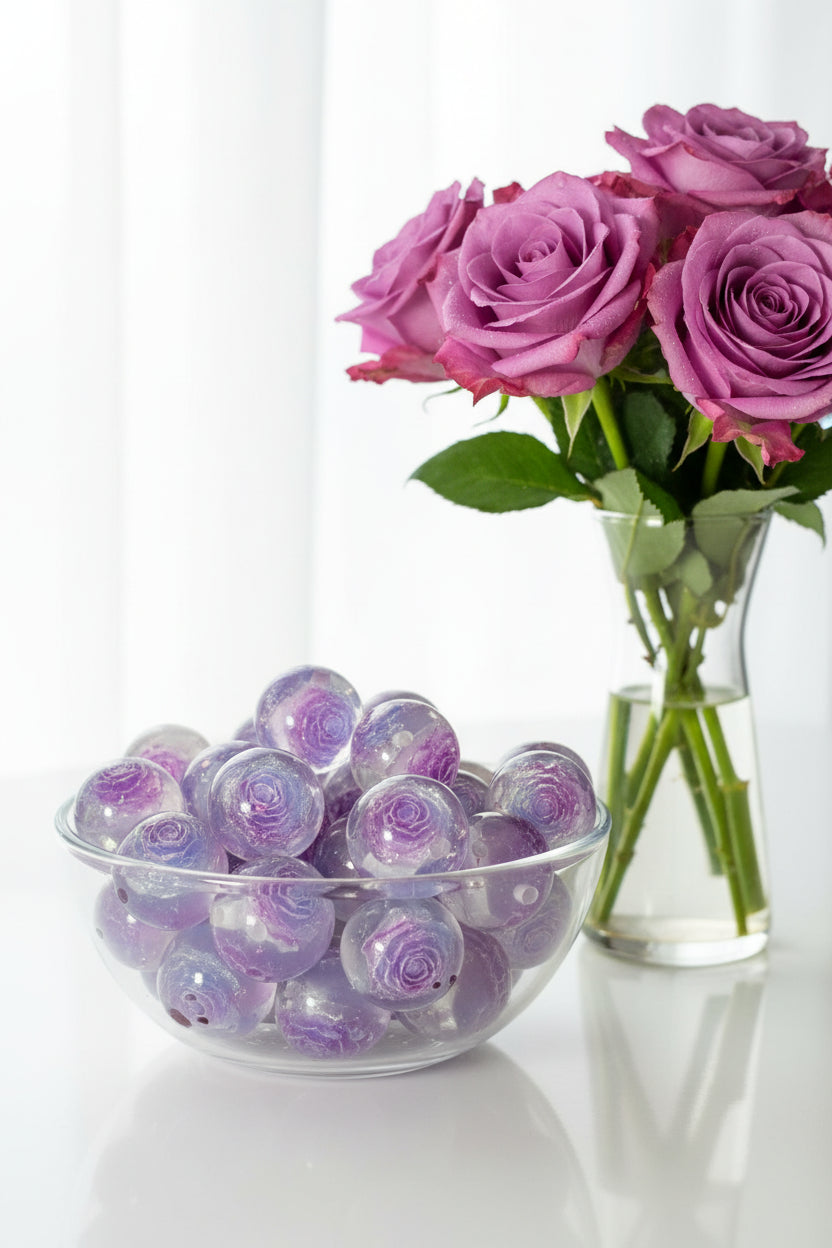20mm Resin beads with roses inside