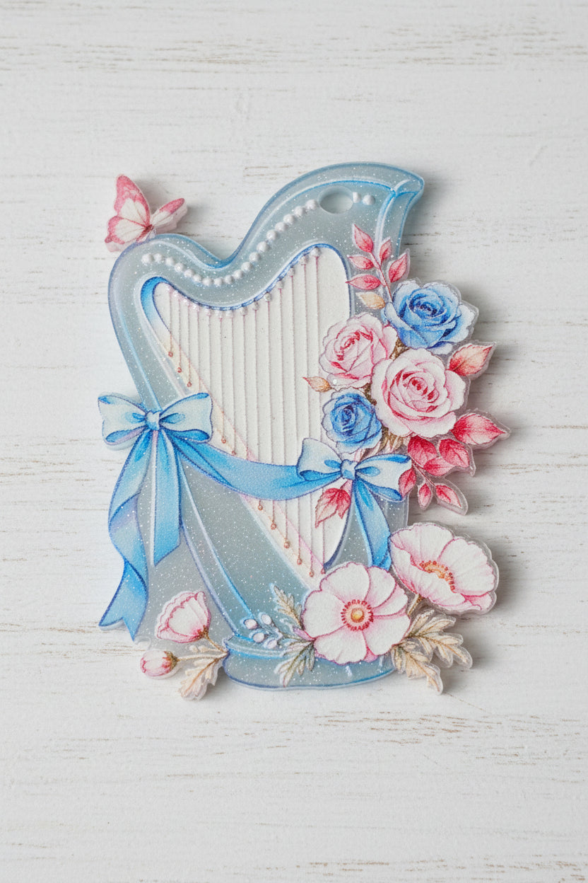 "Floral acrylic tag craft supply assorted designs"