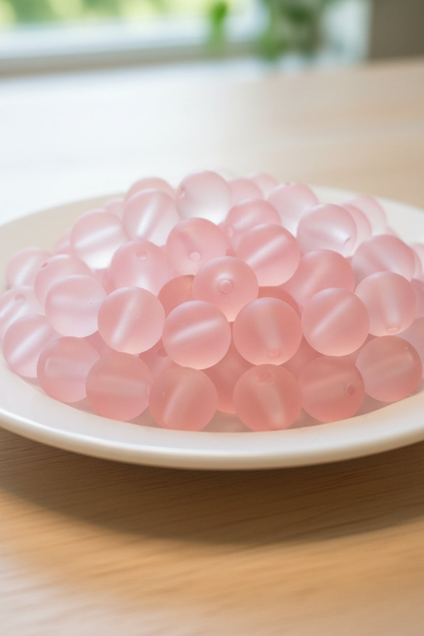 Resin 12mm frosted beads - set of 10