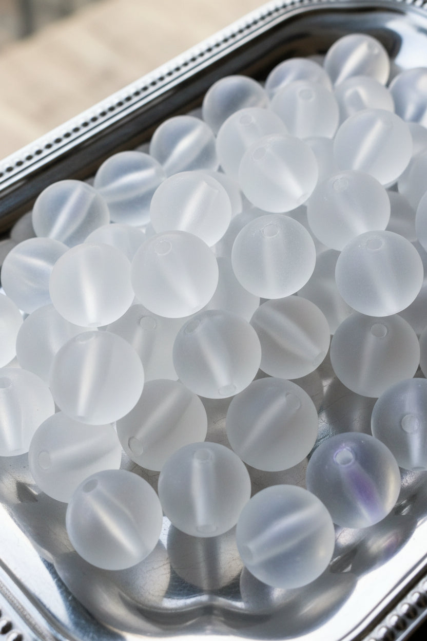Resin 12mm frosted beads set of 10