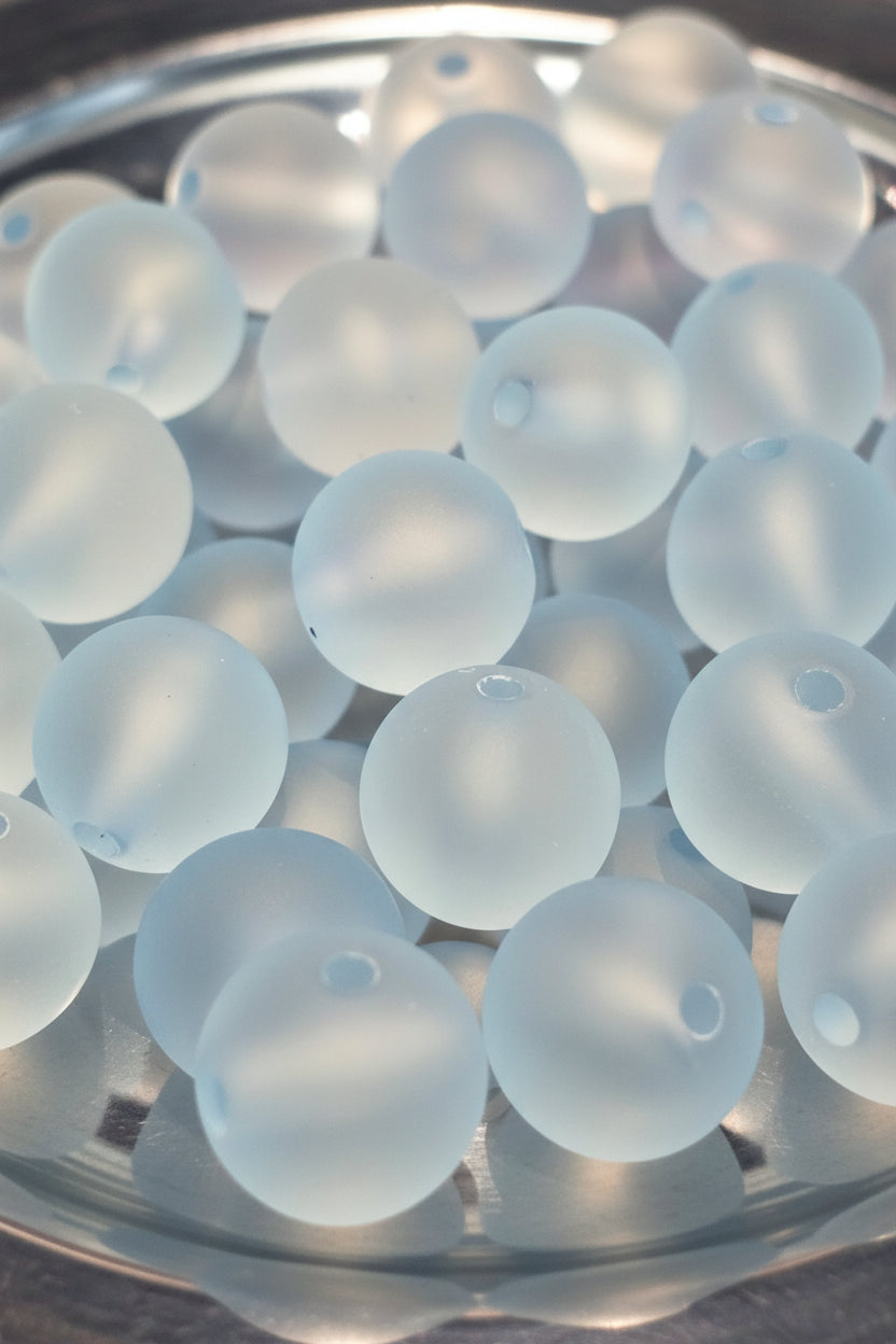 Resin 12mm frosted beads set of 10