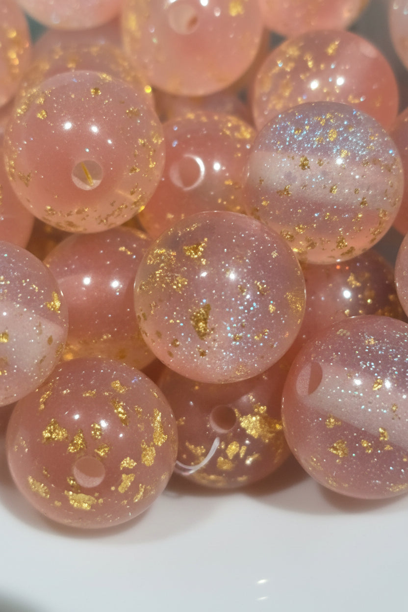 16mm resin beads with gold flecks