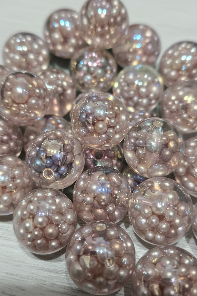 16mm resin beads with pearls inside assorted colours | Beadtacular