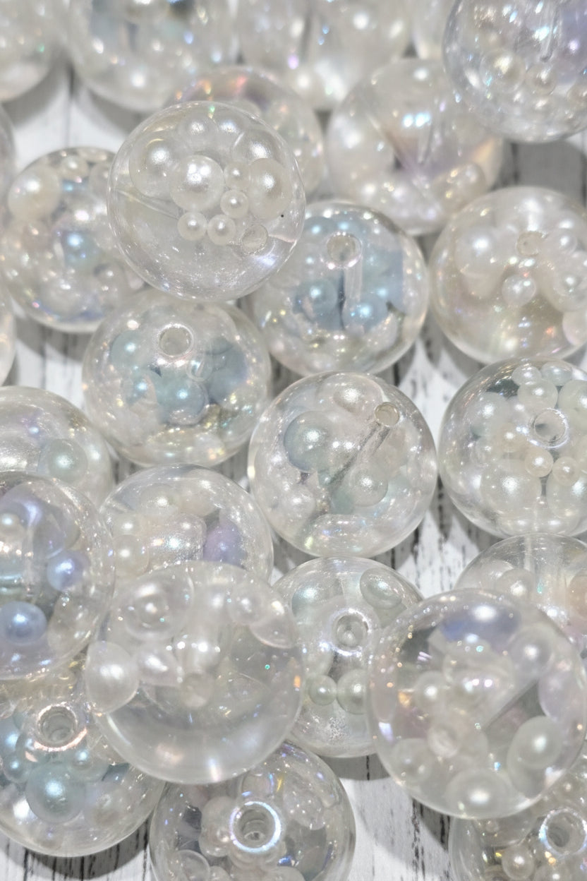16mm resin beads with pearls inside set of 5 for jewellery making | Beadtacular