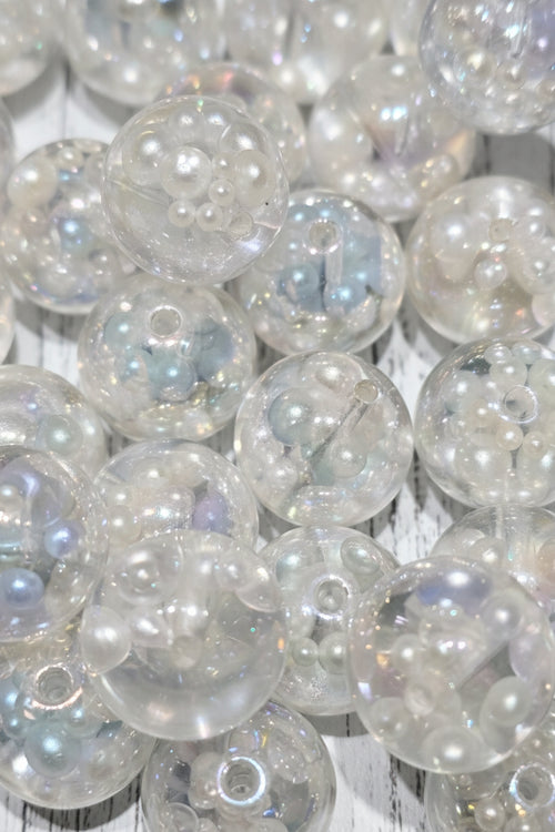 16mm resin beads with pearls inside set of 5 for jewellery making | Beadtacular