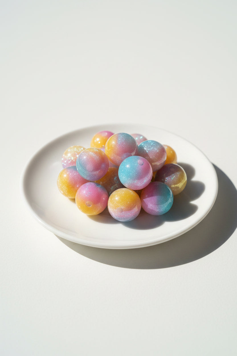 16mm shimmery resin beads - set of 6