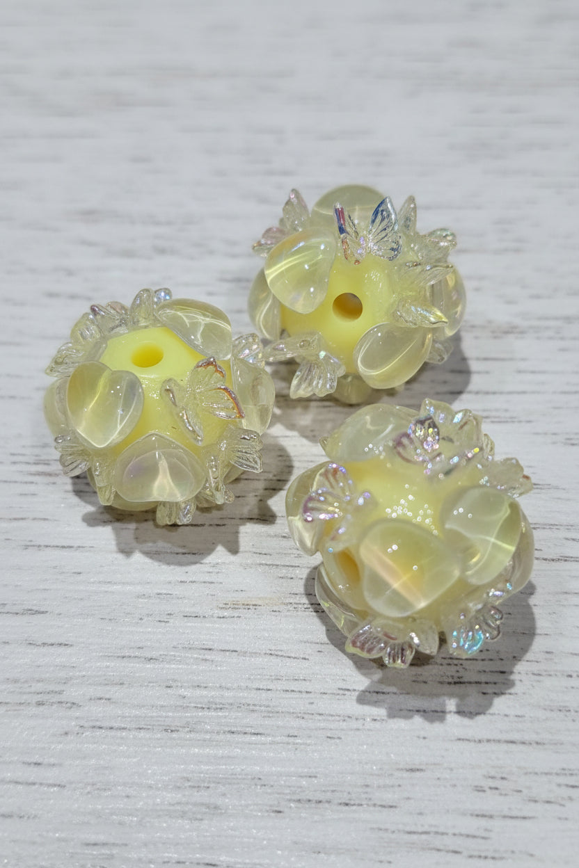  "Fancy acrylic beads with heart and butterfly detail, mixed colours, decorative craft beads for jewellery making"