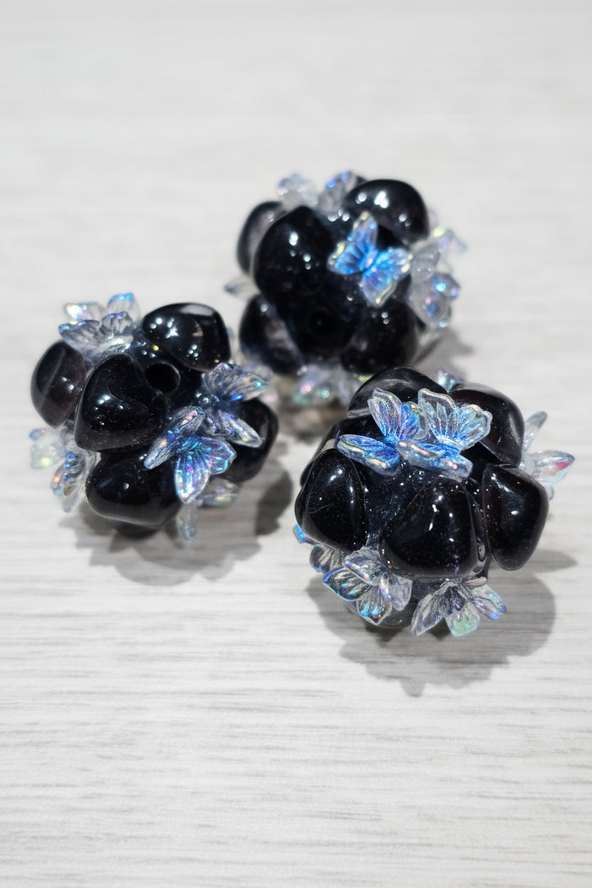  "Fancy acrylic beads with heart and butterfly detail, mixed colours, decorative craft beads for jewellery making"