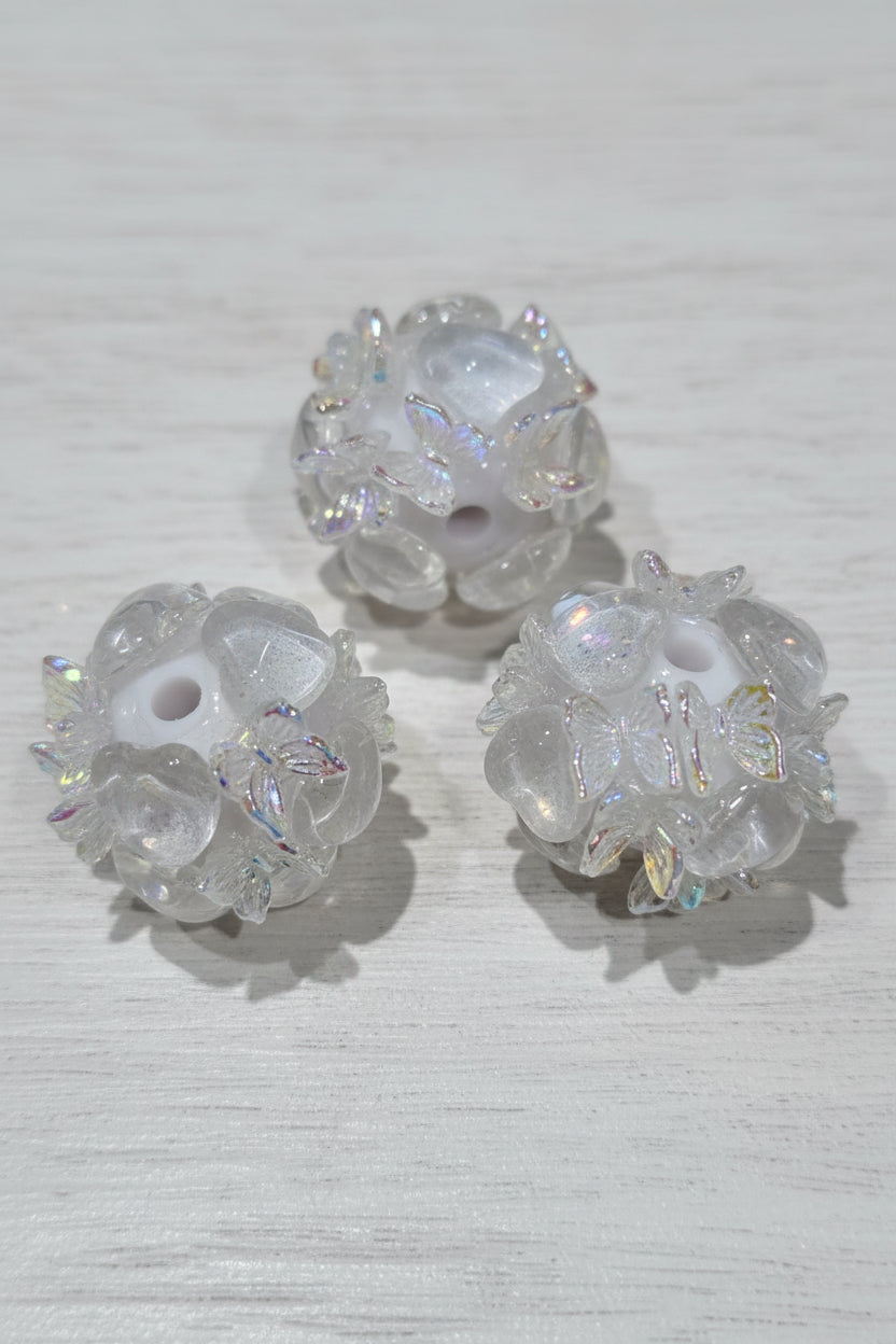  "Fancy acrylic beads with heart and butterfly detail, mixed colours, decorative craft beads for jewellery making"