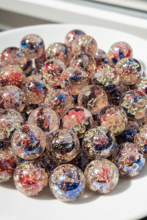 16mm beads with flowers inside