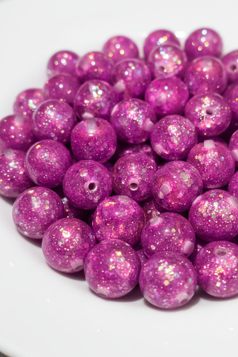 16mm shimmery resin beads - set of 6
