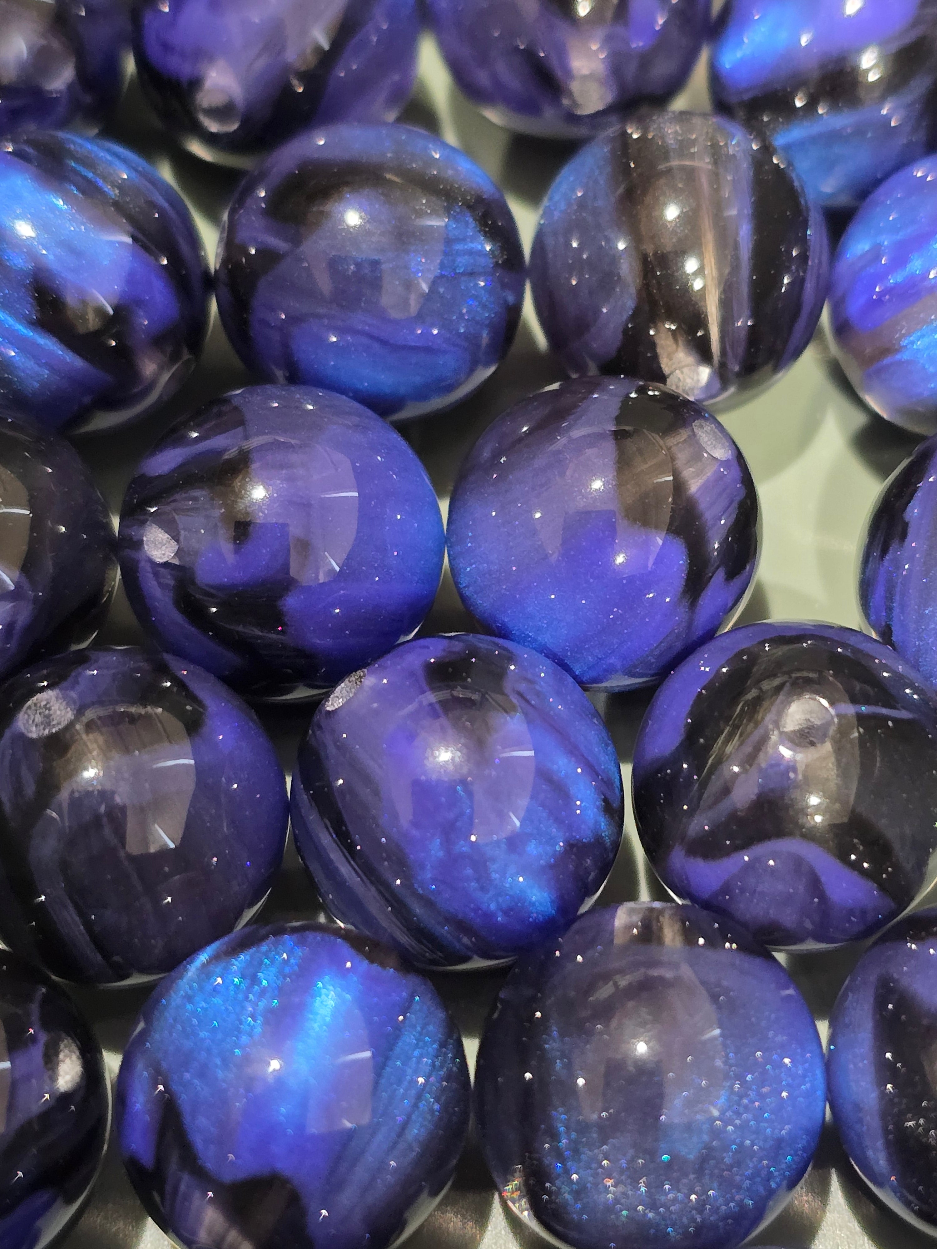 16mm illuminous resin beads - set of 6