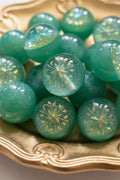 16mm Beads with snowflake inside - set of 5