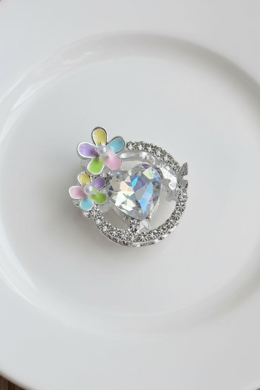 Heart and flower metal bead 