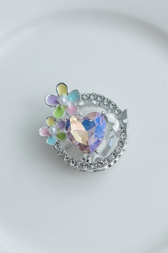 Heart and flower metal bead 