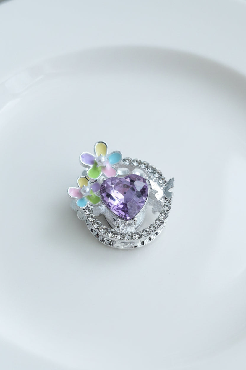 Heart and flower metal bead 