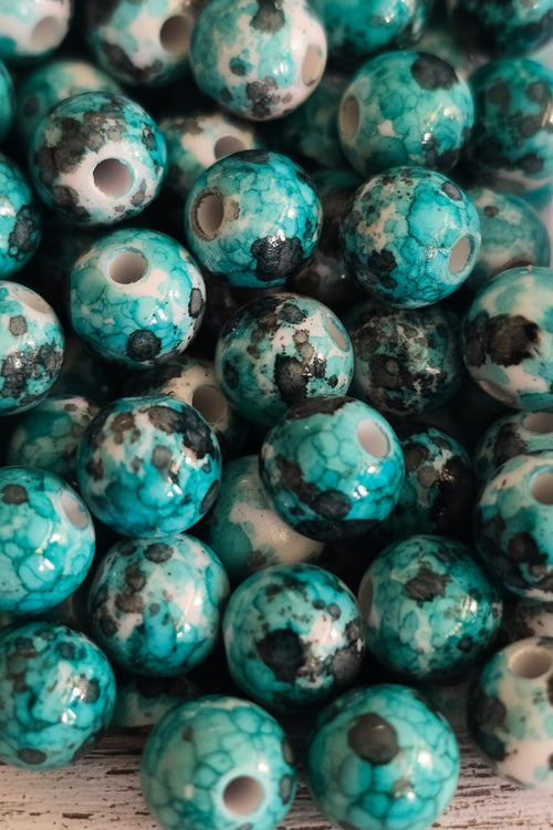 12mm picasso acrylic beads blue and black