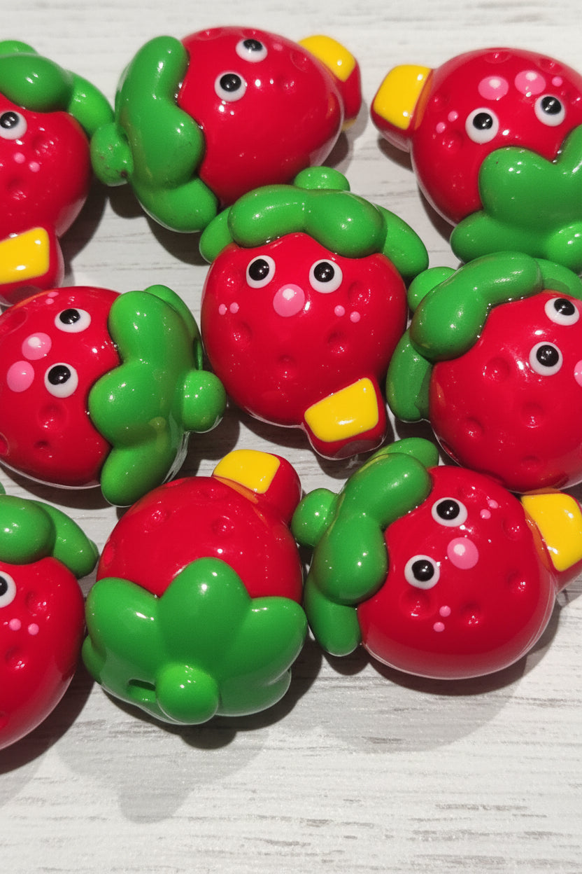 Strawberry shaped acrylic bead