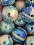 marbled 16mm resin beads blue and white