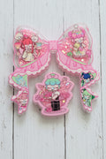 Acrylic shaker bow and bead set with a cute girl