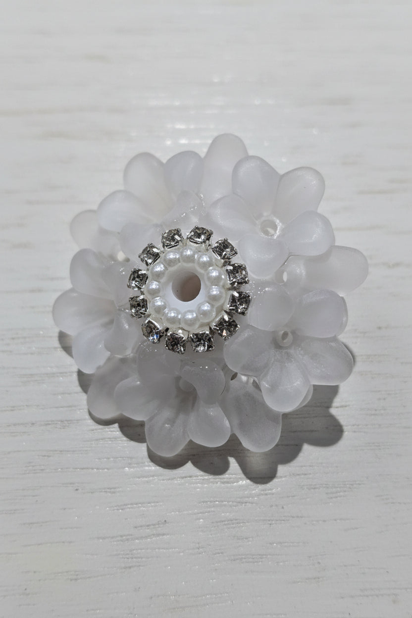 white lantern fancy beads with rhinestone edging