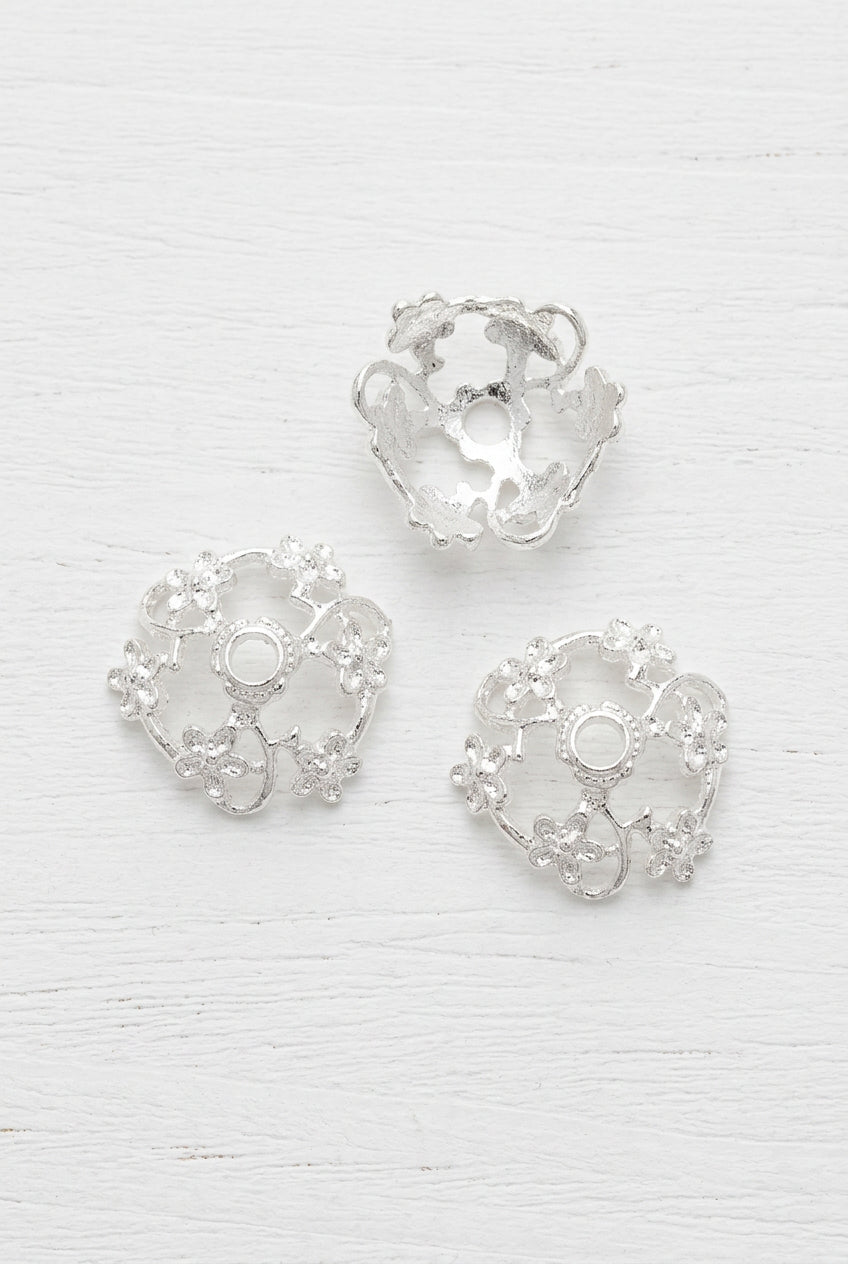 silver tones bead caps for 16mm beads