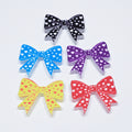 Acrylic bow beads with coloured hearts