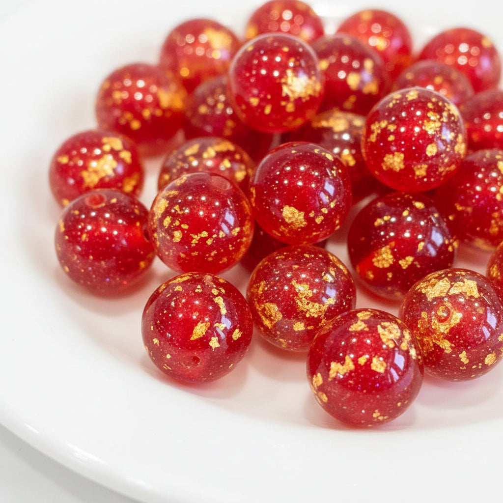 Resin 16mm beads with gold flecks