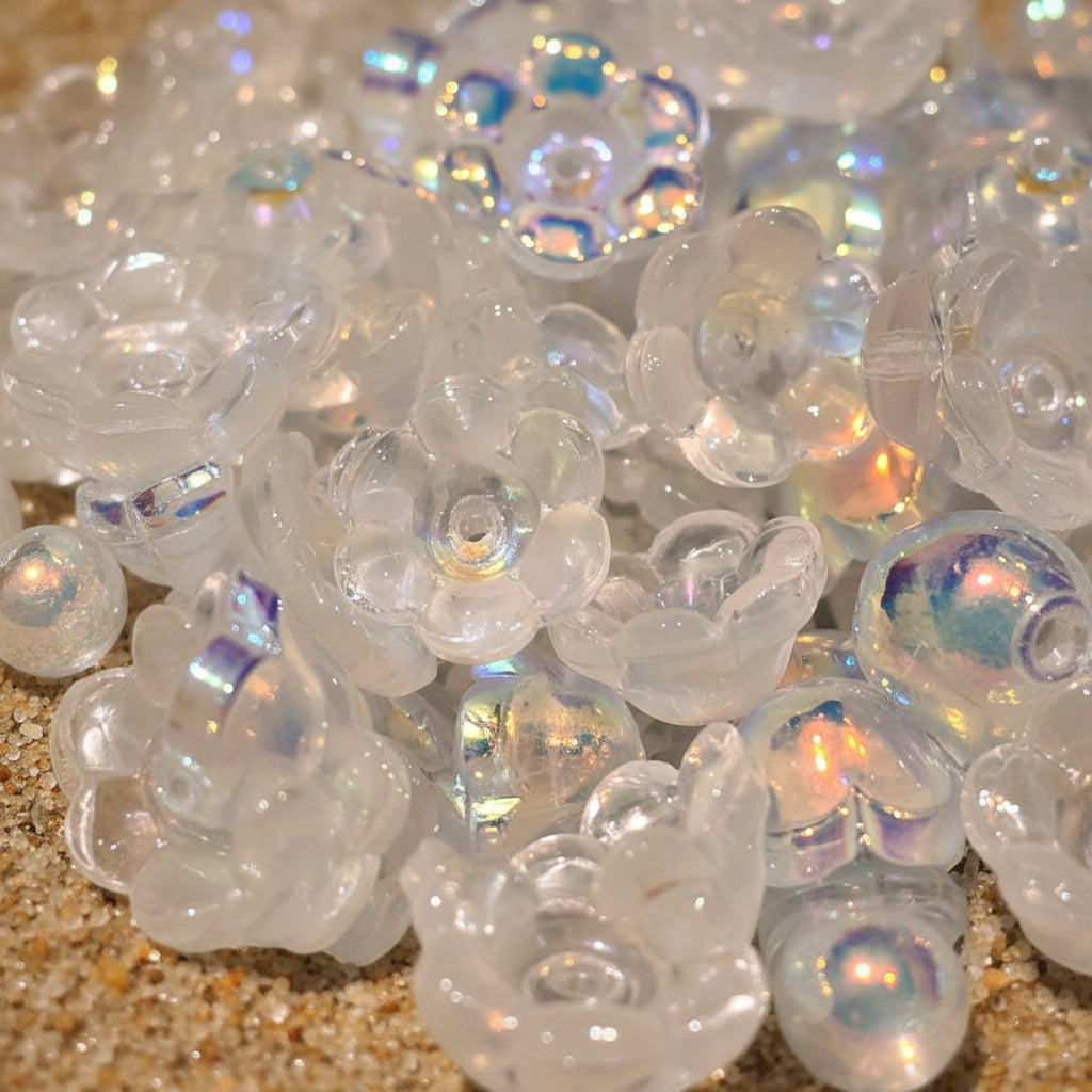 Glass bell flower beads assorted colours for DIY crafts | Beadtacular