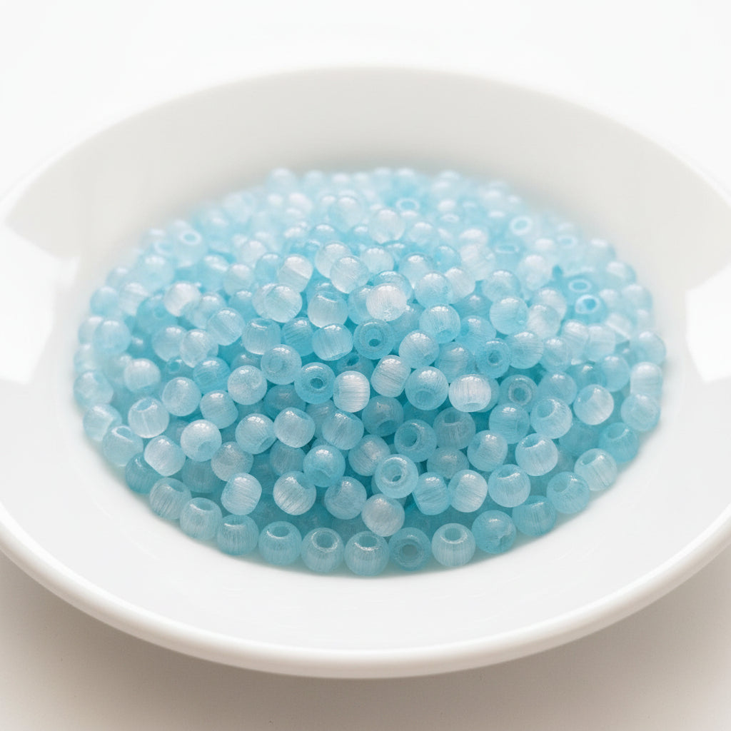 4mm pale blue glass beads