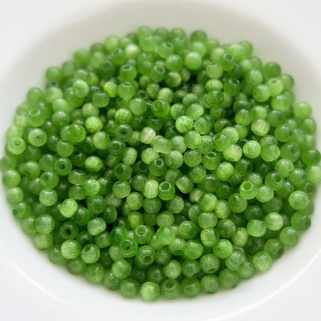 4mm green glass beads