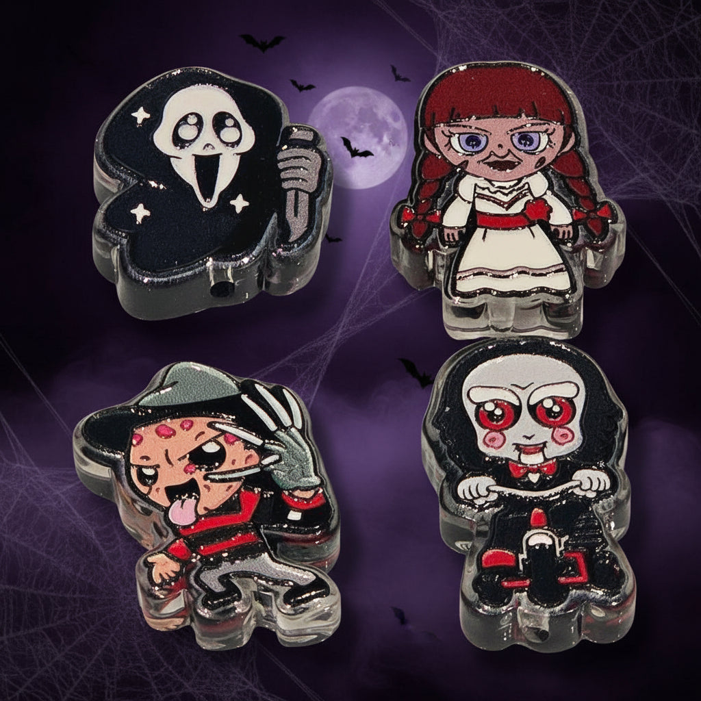 Acrylic horror focal beads - set of 4