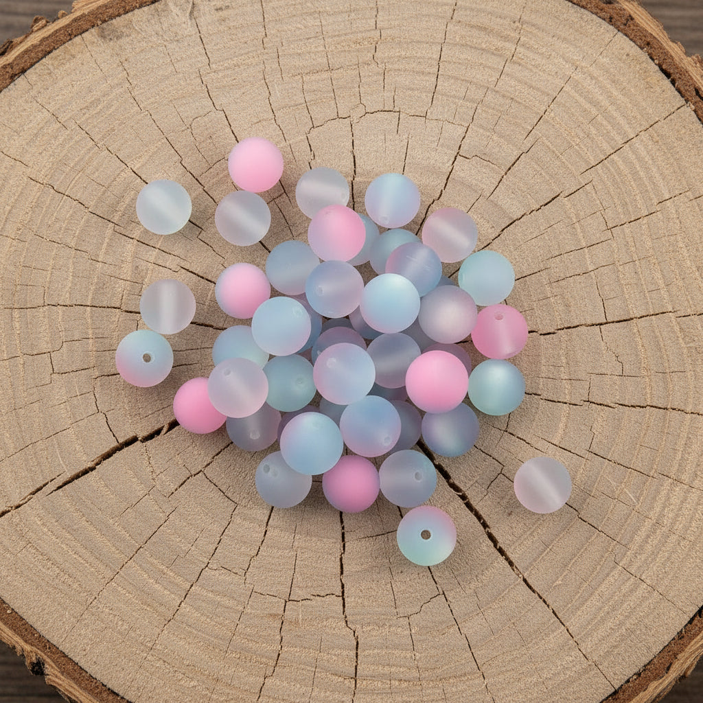 16mm frosted two-tone beads close up detail for craft projects | Beadtacular