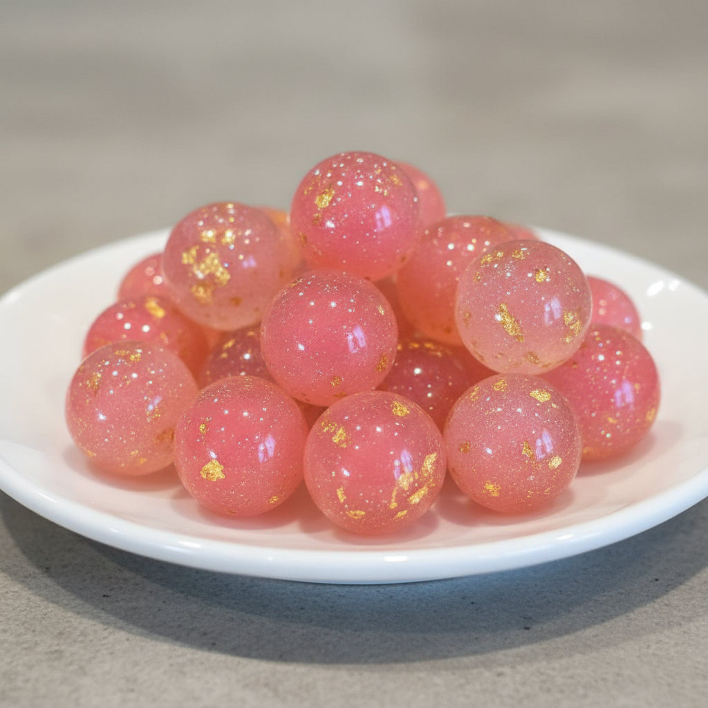 Resin 16mm beads with gold flecks - set of 6