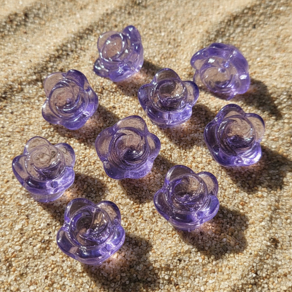 Glass bell flower beads - portion of 25g