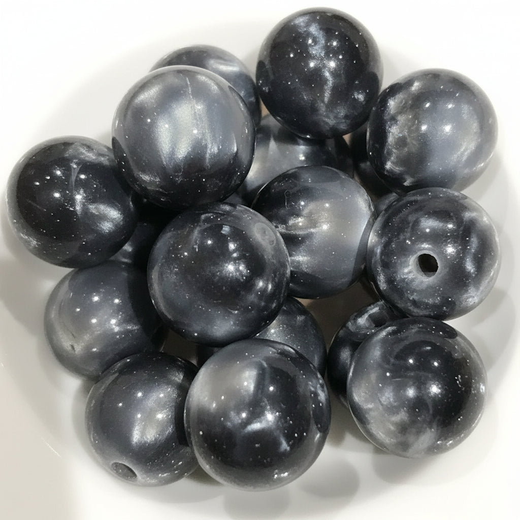 "Marbled 16mm round beads set of 6 jewellery making"