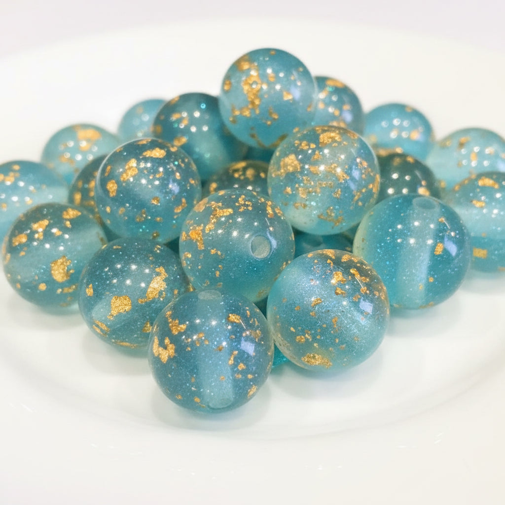 Resin 16mm beads with gold flecks