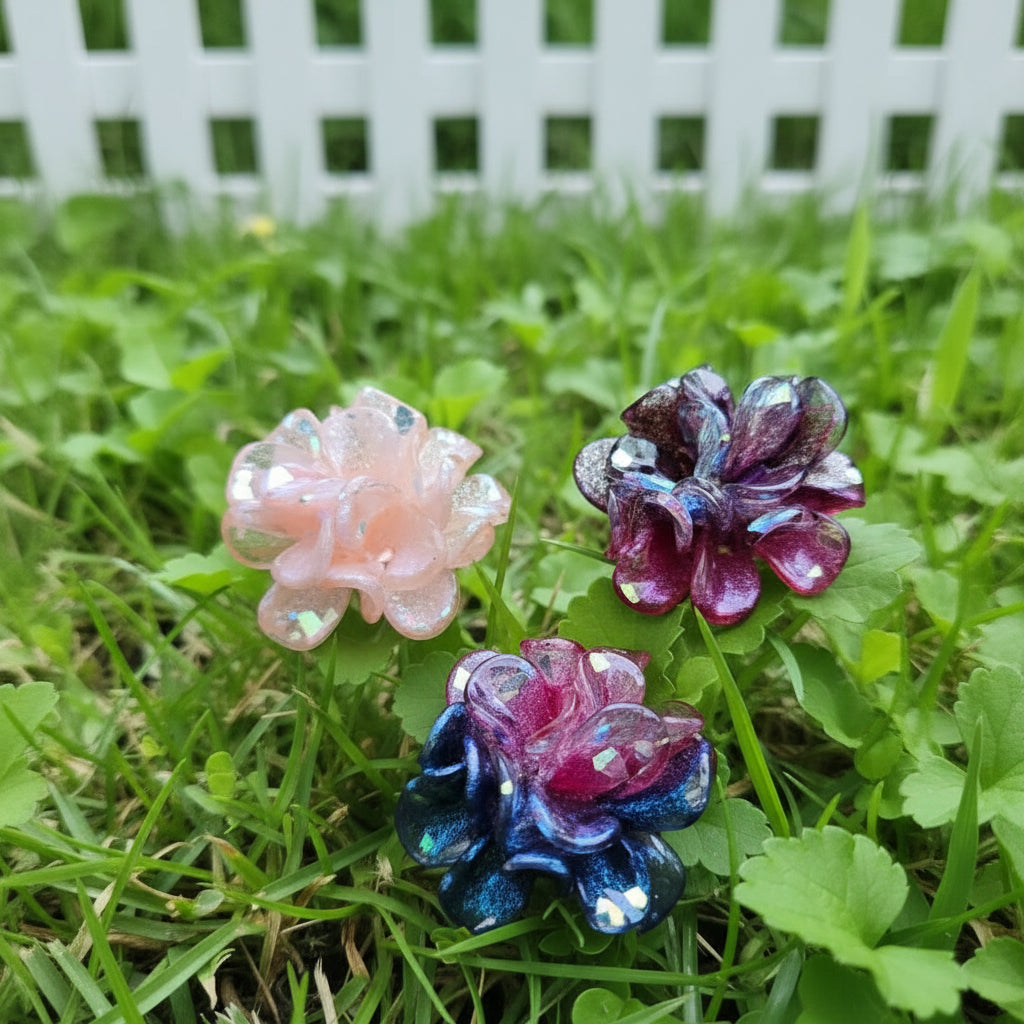 Flatback flowers for diy projects - set of 3